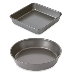 Lot 2 moules à manqué rond et carré acier revêtement antiadhérent 23 cm Mathon