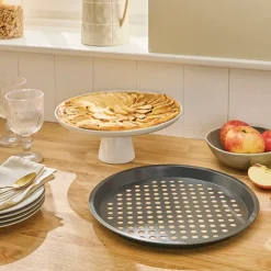 Lot 2 moules à pizza perforé en acier antiadhérent 29,5 cm Mathon