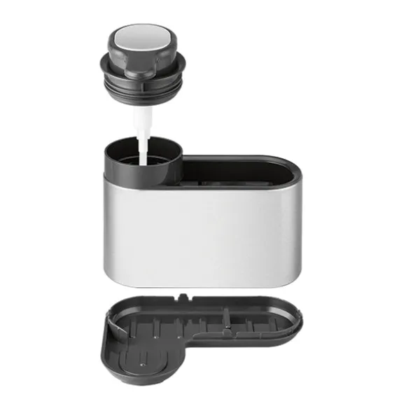 Lot 2 organisateurs d’évier en inox avec compartiments et distributeur de savon Mathon