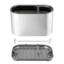 Lot 2 organisateurs d’évier en inox avec compartiments et distributeur de savon Mathon