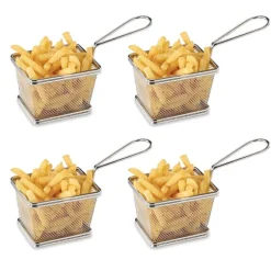 Lot 4 Paniers à frites individuels en inox Mathon