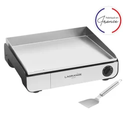 Lot plancha électrique Pro 50 noire avec spatule en inox et sa housse de protection Lagrange