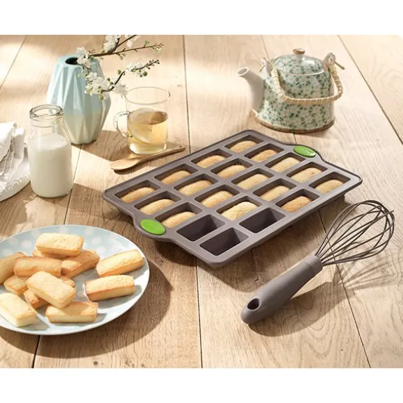 Lot plaque 20 financiers et plaque 12 muffins en silicone structure acier Rigiflex Mathon