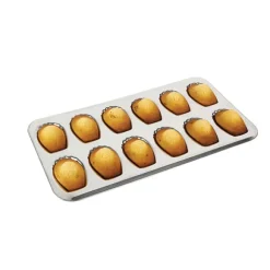Lot plaque 12 madeleines et plaque 20 madeleinettes en fer blanc Gobel