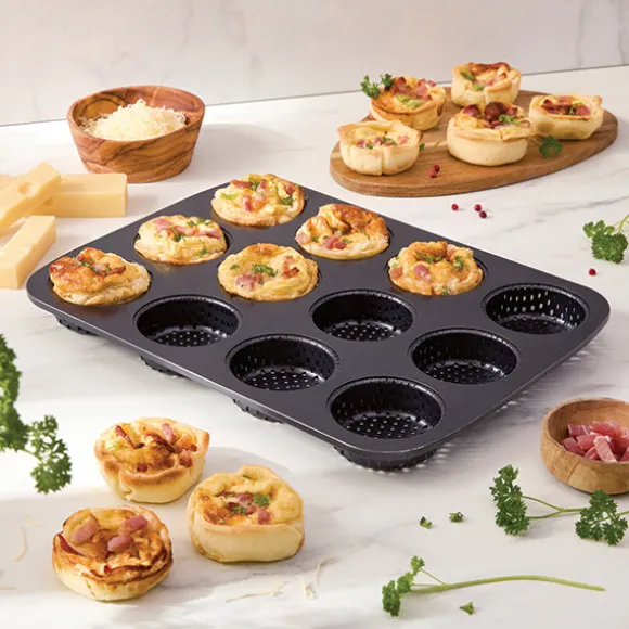 Lot 2 plaques de 12 mignardises micro-perforée en acier antiadhérent 29 x 22 cm Mathon