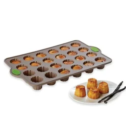 Lot 2 plaques Rigiflex 12 canelés et 24 mini-canelés en silicone et acier Mathon