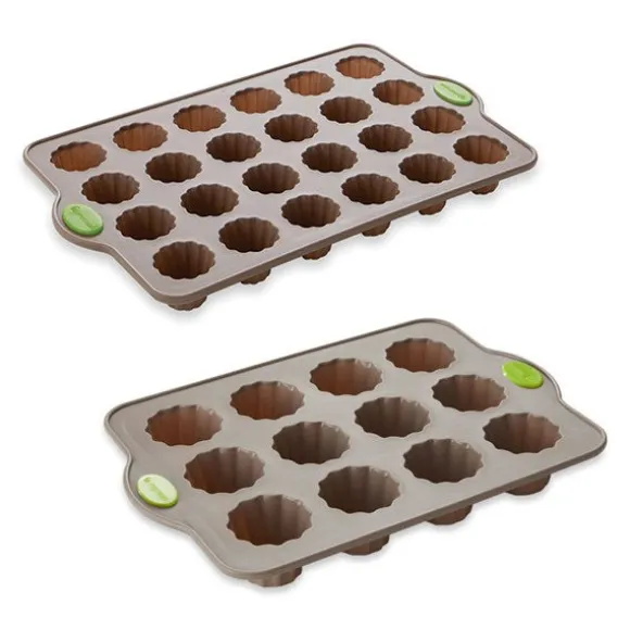 Lot 2 plaques Rigiflex 12 canelés et 24 mini-canelés en silicone et acier Mathon