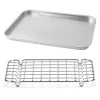 Lot plat à four rectangulaire bas 40 cm et grille 38 cm en acier inoxydable Steel Pan