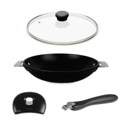 Lot poêle Cookway 32cm avec poignée, anse et couvercle Cristel