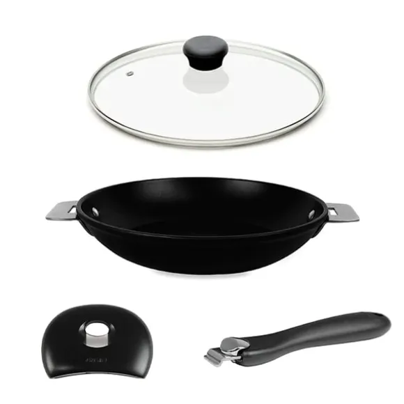 Lot poêle Cookway 32cm avec poignée, anse et couvercle Cristel
