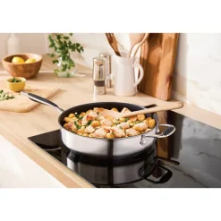Lot poêle et sauteuse inox antiadhérentes Excell’Inox 28 cm Mathon