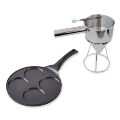 Lot poêle 4 pancakes et entonnoir à piston Mathon