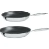 Lot 2 poêles inox antiadhérentes Castel'Pro 24 et 28 cm Cristel