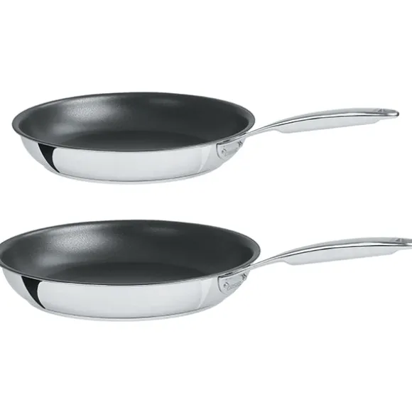 Lot 2 poêles inox antiadhérentes Castel'Pro 24 et 28 cm Cristel