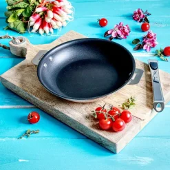 Lot 3 poêles inox antiadhérentes Casteline 20, 24 et 28 cm et manche amovible Cristel