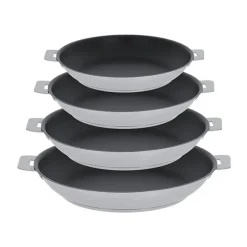 Lot 4 poêles inox antiadhérentes Strate sans manche 20, 24, 26 et 28 cm Cristel
