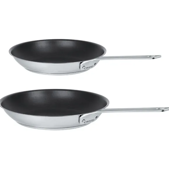 Lot 2 poêles inox antiadhérentes 1826 24 et 28 cm Cristel