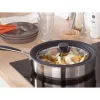 Lot 2 poêles inox antiadhérentes Excell'Inox 24 et 28 cm et couvercle multidiamètre Mathon