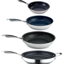 Lot 4 poêles inox antiadhérentes Excell'Inox 20, 24, 28 et 32 cm Mathon