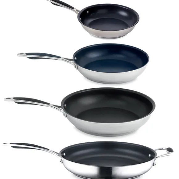 Lot 4 poêles inox antiadhérentes Excell'Inox 20, 24, 28 et 32 cm Mathon