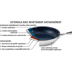 Lot 2 poêles inox antiadhérentes Excell'Inox 24 et 28 cm Mathon