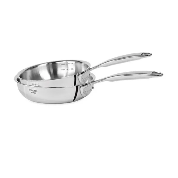Lot 2 poêles sautoir tout inox Castel’Pro 24 et 28 cm Cristel