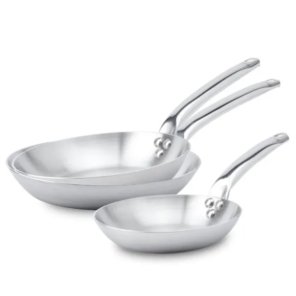 Lot 3 poêles tout inox Alchimy 20, 24 et 28 cm De Buyer