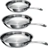 Lot 3 poêles tout inox Chef 20, 24 et 28 cm Beka