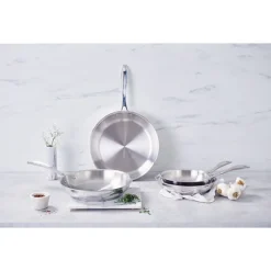 Lot 2 poêles tout inox Chef 20 et 26 cm Beka