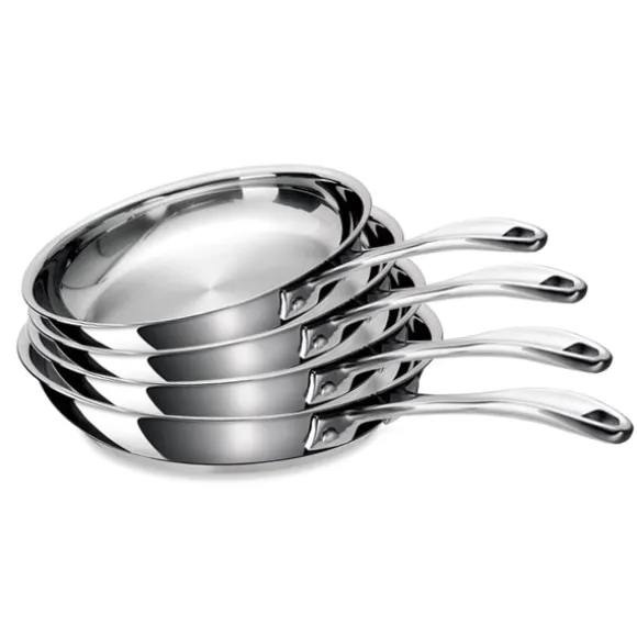 Lot 4 poêles tout inox Chef 20, 24, 28 et 30 cm Beka