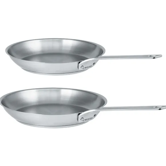 Lot 2 poêles tout inox 1826 24 et 28 cm Cristel