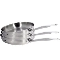 Lot 3 poêles tout inox Prim’Appety 20, 24 et 28 cm De Buyer