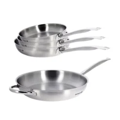 Lot 4 poêles tout inox Prim'Appety 20, 24, 28 et 32 cm De Buyer