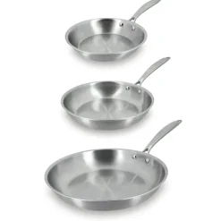 Lot 3 poêles tout inox Triply 20, 24 et 28 cm Menastyl