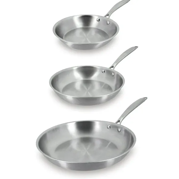 Lot 3 poêles tout inox Triply 20, 24 et 28 cm Menastyl