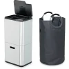 Lot poubelle de cuisine 3 bacs de tri sélectif 63 L inox et grand panier de tri 72 L Mathon
