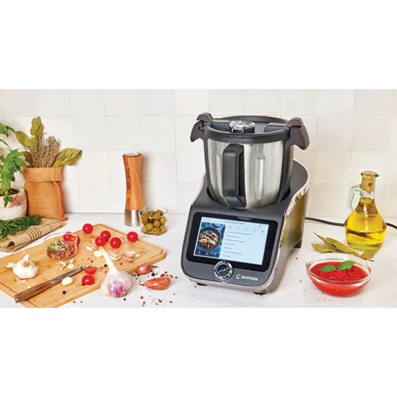 Lot robot cuiseur multifonction 4,5 L 1000 W et 2 bols inox avec couvercles Mathon