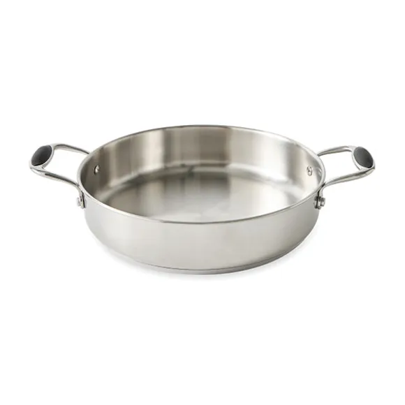 Lot sauteuse 2 anses tout inox Excell'Inox 28 cm et couvercle en verre Mathon