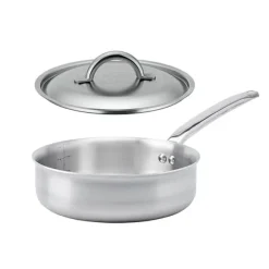 Lot sauteuse bord droit tout inox Alchimy 24 cm et couvercle De Buyer