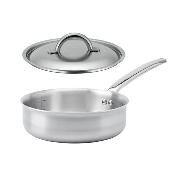 Lot sauteuse bord droit tout inox Alchimy 24 cm et couvercle De Buyer