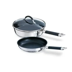 Lot Sauteuse et poêle antiadhérentes Rapid Cook 24 cm avec couvercle Mathon