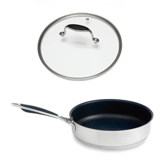 Lot sauteuse inox antiadhérente Excell’Inox 24 cm et couvercle en verre Mathon