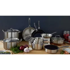 Lot 2 sauteuses tout inox Excell’Inox 24 cm avec poignée et 28 cm avec contre-poignée Mathon