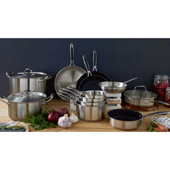 Lot 2 sauteuses tout inox Excell’Inox 24 cm avec poignée et 28 cm avec contre-poignée Mathon