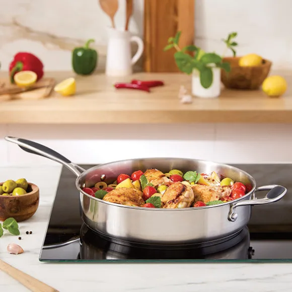 Lot 2 sauteuses tout inox Excell’Inox 24 cm avec poignée et 28 cm avec contre-poignée Mathon