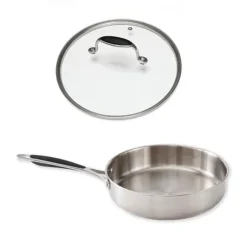 Lot sauteuse tout inox Excell'Inox 24 cm et couvercle en verre Mathon