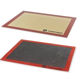 Lot tapis de cuisson et tapis de cuisson perforé silicone et fibre de verre 40 cm Mathon
