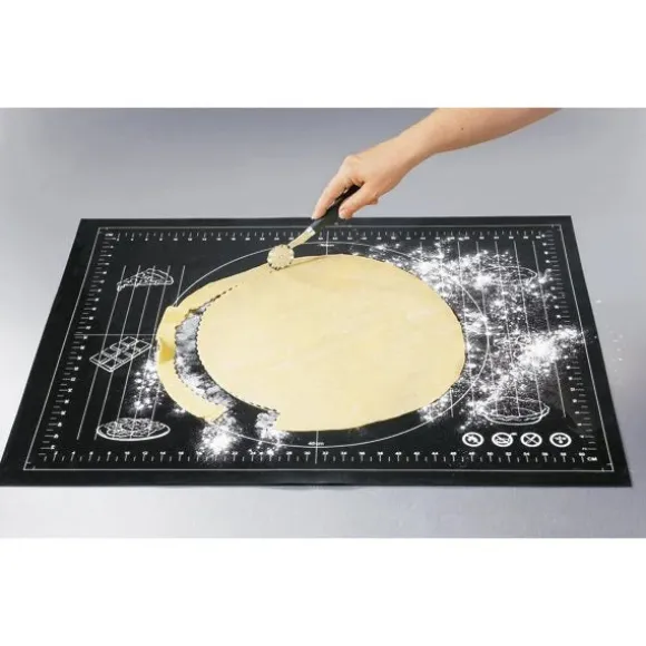 Lot tapis de pâtisserie multi-diamètres et rouleau anti-adhérent 45 cm Mathon
