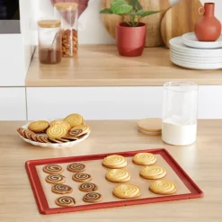 Lot 2 tapis plaque de cuisson en silicone et fibre de verre structure acier 39,7 x 29,5 cm Mathon