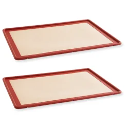 Lot 2 tapis plaque de cuisson en silicone et fibre de verre structure acier 39,7 x 29,5 cm Mathon